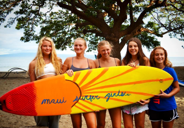 teen girls camp photos surfboard art