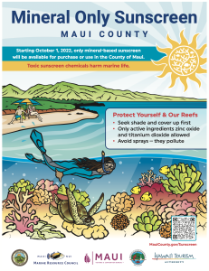 A Poster Explaining the Mineral Only Sunscreen Law Maui