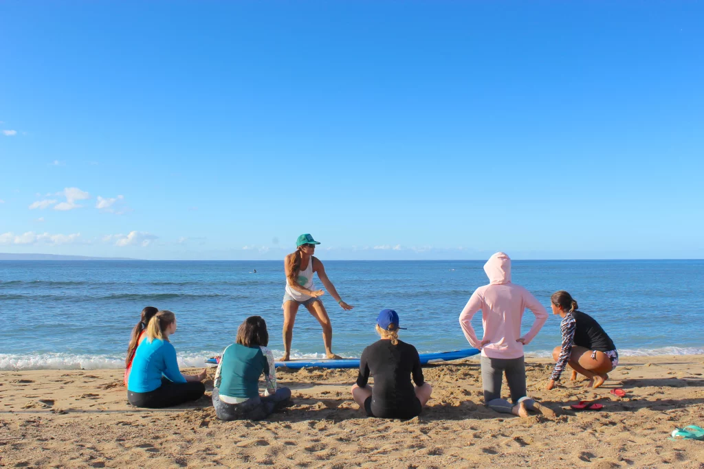  Women's surf camp 2026 coach kelly Potts summer blue skies maui 
